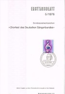 15532. Hoja F.D.C. Berlin 1976. Chorfest Sangerbundes , Musik. Zelter - 1e Jour – FDC (feuillets)