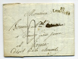 LETTRE AVEC CACHET : 81 - LIMOGES. ( à JARNAC ). 25 Juillet 1807. - 1792-1815: Départements Conquis