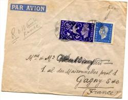 ANGLETERRE - FRANCE AFFRANCHISSEMENT MIXTE Départ De LONDRES Pour GAGNY (Marianne De Dulac + Timbres Anglais ) AVION . G - Other & Unclassified