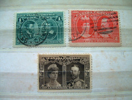 Canada 1908 Queen - King Cartier Champlain # 96-97-98 = 11.50 $ Used - Usados