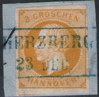 Herzberg 23. DEC. Auf 3 Groschen Dunkelorange - Hannover Nr. 16 B - Kabinett - Hannover