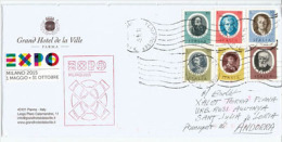 VILLE DE PARMA.ITALIE. EXPO UNIVERSELLE MILAN 2015, Lettre (timbres Personnalités Carriera,Aretino,Cherubini,etc) - 2015 – Milan (Italie)