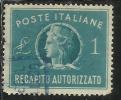 ITALIA REPUBBLICA ITALY REPUBLIC 1947 RECAPITO AUTORIZZATO TURRITA LIRE 1 LIRA USATO USED OBLITERE´ - Fiscale Zegels