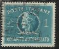 ITALIA REPUBBLICA ITALY REPUBLIC 1947 RECAPITO AUTORIZZATO TURRITA LIRE 1 LIRA USATO USED OBLITERE´ - Fiscale Zegels