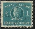 ITALIA REPUBBLICA ITALY REPUBLIC 1947 RECAPITO AUTORIZZATO TURRITA LIRE 1 LIRA USATO USED OBLITERE´ - Fiscale Zegels