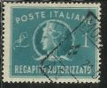 ITALIA REPUBBLICA ITALY REPUBLIC 1947 RECAPITO AUTORIZZATO TURRITA LIRE 1 LIRA USATO USED OBLITERE´ - Fiscale Zegels