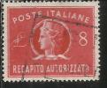 ITALIA REPUBBLICA ITALY REPUBLIC 1947 RECAPITO AUTORIZZATO TURRITA LIRE 8 USATO USED OBLITERE´ - Fiscale Zegels