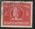 ITALIA REPUBBLICA ITALY REPUBLIC 1947 RECAPITO AUTORIZZATO TURRITA LIRE 8 USATO USED OBLITERE´ - Fiscale Zegels