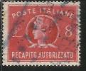 ITALIA REPUBBLICA ITALY REPUBLIC 1947 RECAPITO AUTORIZZATO TURRITA LIRE 8 USATO USED OBLITERE´ - Fiscale Zegels