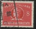 ITALIA REPUBBLICA ITALY REPUBLIC 1947 RECAPITO AUTORIZZATO TURRITA LIRE 8 USATO USED OBLITERE´ - Fiscale Zegels