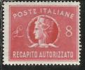 ITALIA REPUBBLICA ITALY REPUBLIC 1947 RECAPITO AUTORIZZATO TURRITA LIRE 8 USATO USED OBLITERE´ - Fiscale Zegels