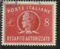 ITALIA REPUBBLICA ITALY REPUBLIC 1947 RECAPITO AUTORIZZATO TURRITA LIRE 8 USATO USED OBLITERE´ - Fiscale Zegels