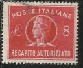 ITALIA REPUBBLICA ITALY REPUBLIC 1947 RECAPITO AUTORIZZATO TURRITA LIRE 8 USATO USED OBLITERE´ - Fiscale Zegels