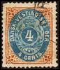 1896-1906. Bi-coloured. 4 C. Blue/brown. Inverted Frame. Perf. 12 3/4. Defective. (Michel: 18 II) - JF180565 - Deens West-Indië