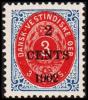 1902. Surcharge. Local, Black Surcharge. 2 CENTS 1902 On 3 C. Blue/red. Inverted Frame.... (Michel: 23 AII (AFA 18Byz)) - Deens West-Indië