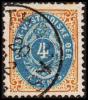 1896-1906. Bi-coloured. 4 C. Blue/brown. Normal Frame. Perf. 12 3/4. Variety.  (Michel: 18 I) - JF180570 - Deens West-Indië