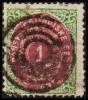 1873-1874. Bi-coloured. 1 C. Emerald Green/dull-purple-violet. First Print. Normal Fram... (Michel: 5 Ia) - JF180427 - Deens West-Indië