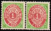 1873-1874. Bi-coloured. 1 C. Green/red. Normal Frame. Perf. 14x13½. 6th Print. Never Hi... (Michel: 5 Ib) - JF180439 - Deens West-Indië