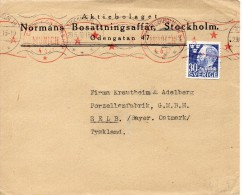 SUEDE LETTRE CENSUREE POUR L'ALLEMAGNE 1947 - 1930- ... Franqueo II