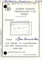 Attest Nopens Vertraging Trein - Spoorwegen - Stempel Station Zottegem - 13 Sept 1983 - Altri & Non Classificati