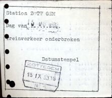 Attest  Trein Onderbroken - Spoorwegen - Stempel Station Zottegem - 15 Sept 1983 - Andere & Zonder Classificatie