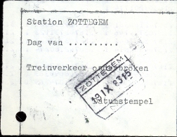 Attest  Trein Onderbroken - Spoorwegen - Stempel Station Zottegem - 19 Sept 1983 - Altri & Non Classificati
