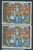 [11] Variété : N° 2033 Miniature Du XVè Siècle Musicienne à La Ceinture Bicolore Au Lieu De Rouge + Normal ** - Unused Stamps