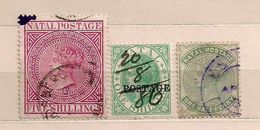 NATAL 1874-82 VICTORIA 3 Stamps Used & Hinged - Natal (1857-1909)