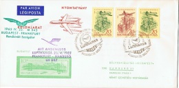 VOL-L1 - HONGRIE 1er Vol BUDAPEST-FRANCFORT Avec Correspondance Pour HAMBOURG Lufthansa 1965 - Covers & Documents