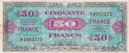 - BILLETS - TRESOR - VERSO  FRANCE - SERIE DE 1944 - 50 F - N° 84093375 - - 1945 Verso Francés