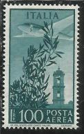 ITALY ITALIA REPUBBLICA 1945 - 1955 AIR MAIL POSTA AEREA CAMPIDOGLIO RUOTA WHEEL LIRE 100 MNH BEN CENTRATO - Poste Aérienne