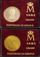 ESPAÑA. BICENTENARIO DE CARLOS III. SET DE 2 MEDALLAS, PLATA Y COBRE. 1.988. ESPAGNE. SPAIN - Royal/Of Nobility