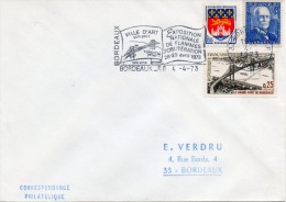 1973 - Obl Sécap BORDEAUX. Grand Pont De Bordeaux. N°1524 + Blason De Bordeaux N°1183 + BRANLY N°599 - Unclassified