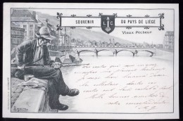 597 - BELGIQUE  - LIEGE - SOUVENIR DU PAYS DE LIEGE - Vieux Pécheur - Dos Non Divisé - Herstal