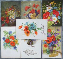 Cp LOT 7X Litho Relief ILLUSTRATEUR KLEIN ET Divers Theme Fleurs De France Bleuet Marguerite Pavot Coquelicot - Colecciones Y Lotes