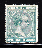 Cuba MH Scott #P28 3m King Alfonso XIII, Blue Green - Newspaper Stamp - Cuba (1874-1898)