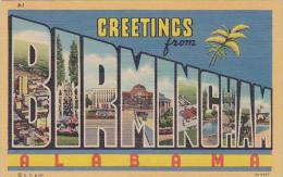 Alabama Birmingham Greetings From Large Letter Linen - Altri & Non Classificati