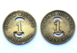 Jeton 1 Peso OFICINA ALIANZA. PULPERIA. Chili. Bronze - Firma's