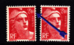 FRANCE - N° 714** - Marianne De GANDON - 2f40 Rouge Avec 0 Cassé - VARIETE -  émission De 1945. - Ungebraucht