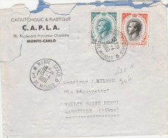 MONACO Yvert  425A + 504 Sur Lettre Entête CAPLA Caoutchouc Plastique Cachet Monte Carlo 1960 - Cartas & Documentos