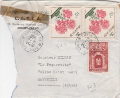 MONACO Yvert  515 X 2 + 503 Sur Fragment Lettre Entête CAPLA Caoutchouc Plastique Cachet Monte Carlo 1960 - Cartas & Documentos