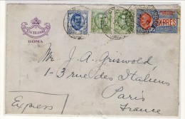 Bel Frontespizio Di Espresso Roma-Parigi 8-10-1938 Affrancata Con Sassone N. E13 L. 2 Azzurro E Rosso Cat. € 1100 - Eilsendung (Eilpost)