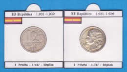 II REPÚBLICA (1.931-1.939) 1 PESETA  1.937  SC/UNC  Réplica  T-DL-11.421 - 1 Peseta