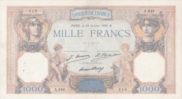 BILLETS - 1000 F CERES ET MERCURE - N° A .848 - 216 - 28 JANVIER 1930 . B . - 1 000 F 1927-1940 ''Cérès Et Mercure''