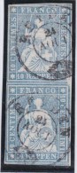 Heimat LU REIDEN 185?-08-24 Auf Senkrechtem Paar Zu#23Cb Strubel 10Rp. Blau - Usados