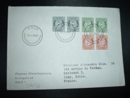 LETTRE Pour La FRANCE TP 20 X2 + TP 15 X2 + TP 10 X2 OBL.23.1.1969 OSLO - Brieven En Documenten