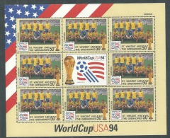 Saint-Vincent N° 2100 F XX Coupe Du Monde De Football 1994 Aux U.S. A., L´équipe De Suède En Mini-feuille Ss Ch., TB - 1994 – USA