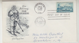 USA 1959 50th Anniversary Polar Explorations / Robert E. Peary 1v FDC (26533) - Explorateurs & Célébrités Polaires