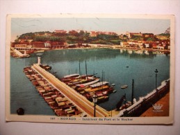 Carte Postale Monte-Carlo Monaco Intérieur Du Port Et Le Rocher (oblitérée 1946 Timbre Monaco) - Harbor