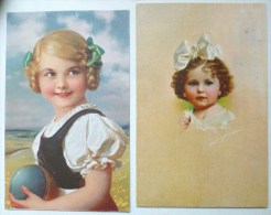 LOT 2X Cpa Litho ILLUSTRATEUR NOVOLITO Portrait ENFANT Fillette BALLE FLOKLORE  1x Voyagé 1929 Timbre PLAUEN - Collections, Lots & Series